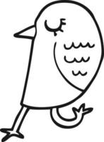 line drawing cartoon bird vector