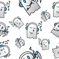 Seamless pattern with cute ghost character illustration design vector