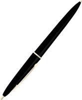 Ballpoint pen with a dark black color and golden clip vector
