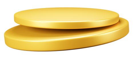 Gold Luxury circle podium platform 2 layers 3d rendering for product presentation award png