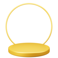 goldene luxus-podestplattform mit kreishintergrund 3d-rendering für produktpräsentationspreis png