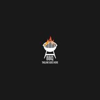 barbecue logo with bbq logotype and fire concept in combination with spatula vector