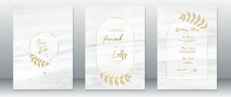 plantilla de tarjeta de invitación de boda de lujo con diseño dorado vector