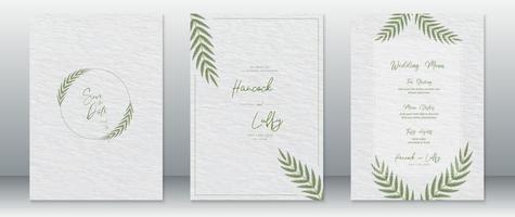 Plantilla de tarjeta de invitación de boda con fondo de acuarela vector