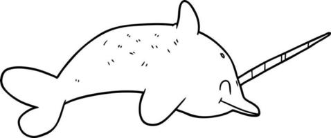 cartoon narwhal character vector