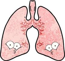 cartoon doodle character lungs vector