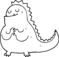 line drawing cartoon dinosaur vector