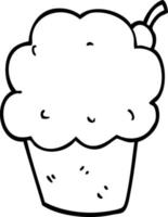 line drawing cartoon cupcake vector