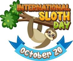 International sloth day banner concept vector