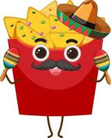 Nachos in red box cartoon character vector