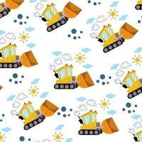 Seamless pattern with cute tractor. Perfect for kids clothes design and wallpaper vector