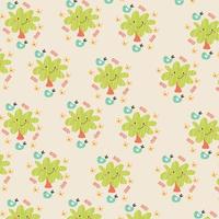 Seamless pattern with cute trees and bird. Perfect for children's clothing designs and wallpapers vector