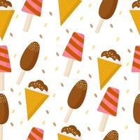 a pattern of fruit, vanilla and chocolate ice cream vector