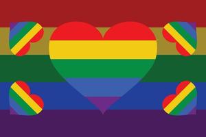 Lgbtq pride flag with rainbow heart in the middle. Vector. vector