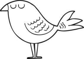 line drawing cartoon bird vector