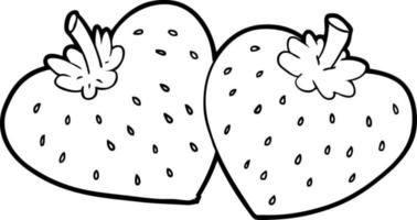 cartoon line strawberries vector