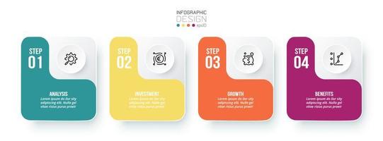 concepto de negocio de plantilla infográfica con paso. vector