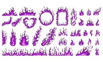 Purple cartoon flames element. Fit for comic, illustration, background. vector