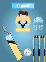 iconos de cricket establecidos para el equipo de cricket de inglaterra vector