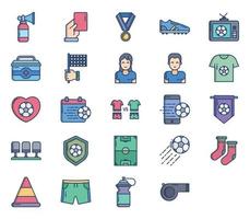 conjunto de iconos de juego de fútbol y fútbol vector