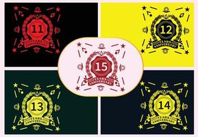 11 to 15 years anniversary logo and sticker design bundle