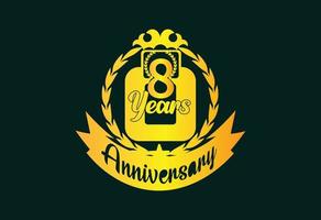 8 years anniversary logo and sticker design template vector