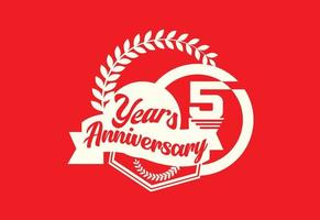 5 years anniversary logo and sticker design template vector