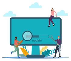 Vector illustration.People are updating the operating system.Flat illustration of a modern design.You can use it for landing pages, banners, and web design.