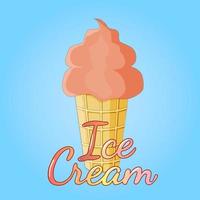 Ice cream.Sweet fruit ice cream in a crunchy Cup .Vector illustration. vector