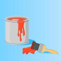 A can of paint and a brush.Vector illustration. vector