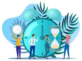 Time-management.The concept of saving time, monitoring work and time reconciliation.flat vector illustration.