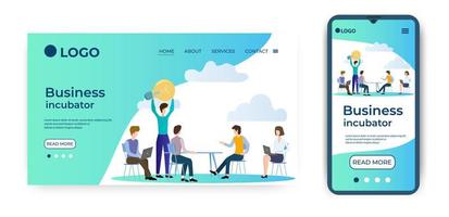 Business incubator.Template for the user interface of the website's home page.Landing page template.The adaptive design of the smartphone.vector illustration. vector