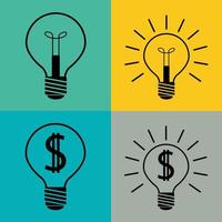 iconos de bombilla.un conjunto de iconos planos para diseño web.ilustración vectorial. vector