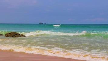 Naithon Beach bay turquoise clear water and waves Phuket Thailand. video