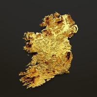 Ireland Map Golden metal Color Height map Background 3d illustration photo