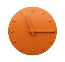 Minimal Orange clock 11 15 quarter past Eleven o'clock abstract Minimalist wall clock 23 15 or Eleven fifteen 3d Illustration photo