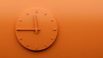 Minimal Orange clock 11 45 o clock quarter to Twelve abstract Minimalist wall clock 3d Illustration photo