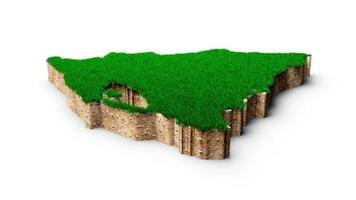 Nicaragua Map soil land geology cross section with green grass and Rock ground texture 3d illustration photo