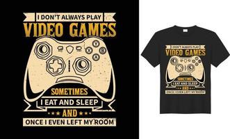 diseño de camisetas de juego de tipo retro, vintage y tipográfico basado en vectores para los amantes de los juegos.