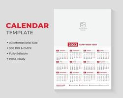 Diseño de calendario de pared de 1 página, diseño de calendario, diseño de calendario de pared, diseño de calendario 2023 vector