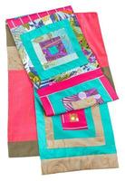 handmade patchwork silk scarf with square ornament photo