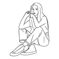 Line art minimal of fashion people lifestyle in hand drawn concept for decoration, doodle style vector