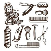 vector de accesorios de barbería vintage set