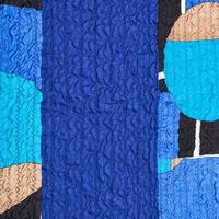 stitched wrinkled blue silk fabric and patchwork photo