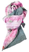knotted sewing green and pink batik silk scarf photo