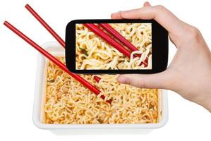 tourist photographs of cooked instant ramen photo