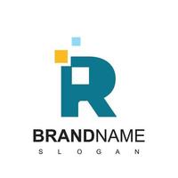 Letter R Pixel Logo Design Vector