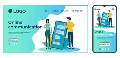 Online communication.Template for the user interface of the website's home page.Landing page template.The adaptive design of the smartphone.vector illustration. vector