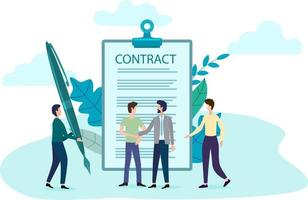 Vector illustration.Businessmen sign a contract.Concept of business agreement and cooperation.