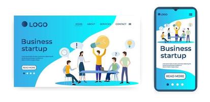 Business startup.Template for the user interface of the website's home page.Landing page template.The adaptive design of the smartphone.vector illustration. vector